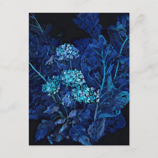 Hydrangea en mierikswortel Floral Painting Black B Feestdagenkaart (Voorkant)