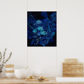 Hydrangea en mierikswortel Floral Painting Black B Poster (Keuken)