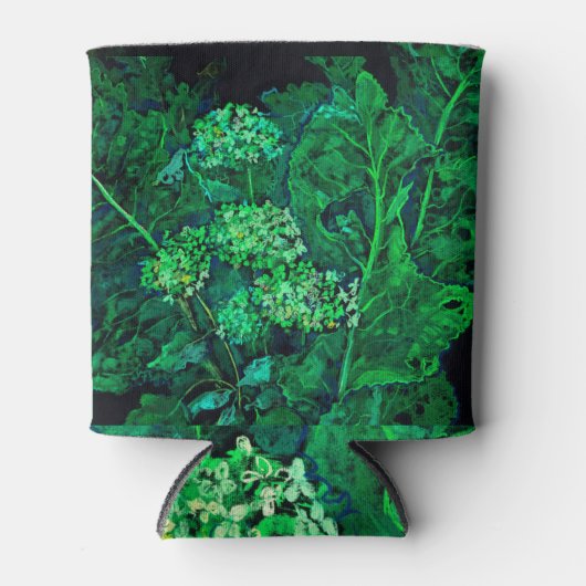 Hydrangea en mierikswortel Kunstzwart en groen Blikjeskoeler (Voorkant)