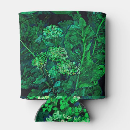Hydrangea en mierikswortel Kunstzwart en groen Blikjeskoeler (Achterkant)
