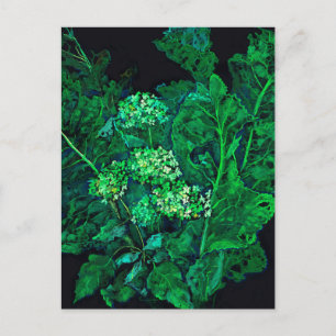 Hydrangea en mierikswortel Kunstzwart en groen Feestdagenkaart