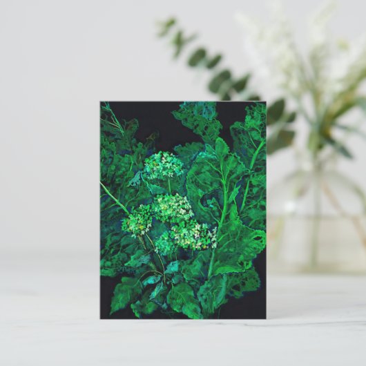 Hydrangea en mierikswortel Kunstzwart en groen Feestdagenkaart (Staand voorkant)