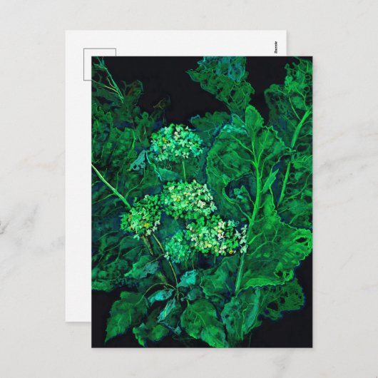 Hydrangea en mierikswortel Kunstzwart en groen Feestdagenkaart (Voorkant / Achterkant)