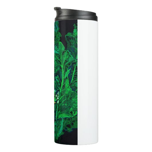 Hydrangea en mierikswortel Kunstzwart en groen Thermosbeker (Geroteerd rechts)