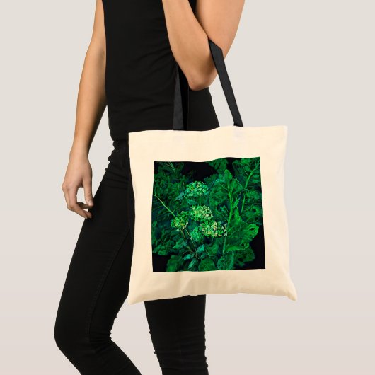Hydrangea en mierikswortel Kunstzwart en groen Tote Bag (Voorkant (product))