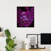 Hydrangea en mierikswortel Kunstzwart Paars Poster (Thuiskantoor)