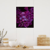 Hydrangea en mierikswortel Kunstzwart Paars Poster (Keuken)