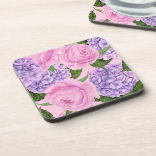 Hydrangea en pony-patroon bier onderzetter