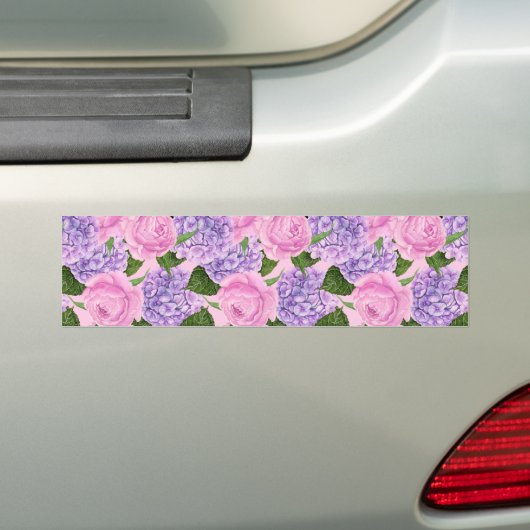 Hydrangea en pony-patroon bumpersticker (Op auto)
