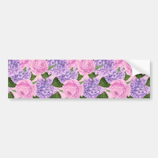 Hydrangea en pony-patroon bumpersticker (Voorkant)