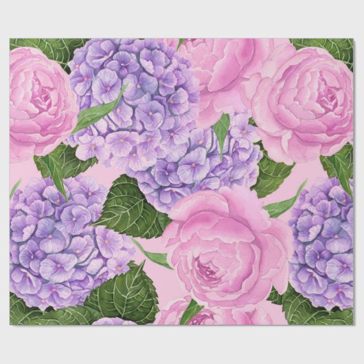 Hydrangea en pony-patroon cadeaupapier (Vlak)