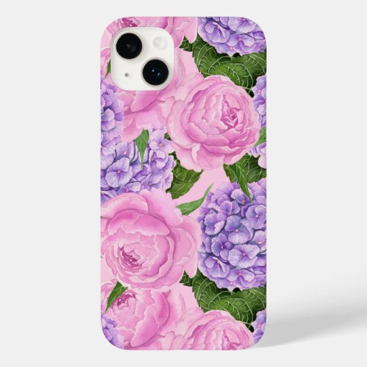 Hydrangea en pony-patroon Case-Mate iPhone case (Achterkant)