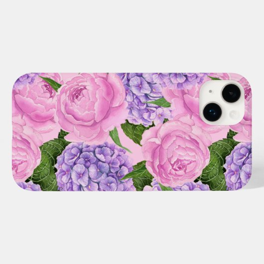 Hydrangea en pony-patroon Case-Mate iPhone case (Achterkant (horizontaal))