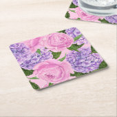 Hydrangea en pony-patroon kartonnen onderzetters (Schuin)