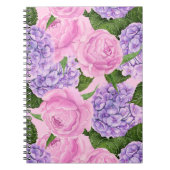 Hydrangea en pony-patroon notitieboek (Voorkant)