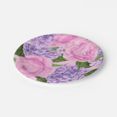 Hydrangea en pony-patroon papieren bordje (Gekanteld)