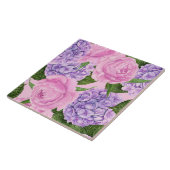 Hydrangea en pony-patroon tegeltje (Zijkant)