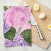 Hydrangea en pony-patroon theedoek (Quarter Fold)