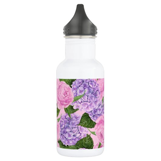 Hydrangea en pony-patroon waterfles  (Links)