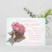 Hydrangea en Seashell Vrijgezellenfeest Roze Kaart (Staand voorkant)