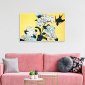 Hydrangea en slib, Hokusai, Ukiyo-e Canvas Afdruk (Insitu (Woonkamer))