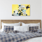 Hydrangea en slib, Hokusai, Ukiyo-e Canvas Afdruk (Insitu (Slaapkamer))
