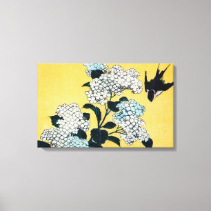 Hydrangea en slib, Hokusai, Ukiyo-e Canvas Afdruk