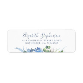 Hydrangea en witte bloemen groen stoffig blauw etiket