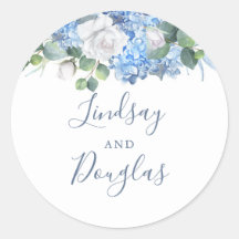 Hydrangea en Witte Bloemen Stoffige Blauwe Waterve