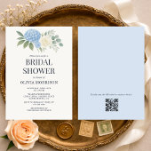 Hydrangea Eucalyptus QR Code Bridal Shower Kaart