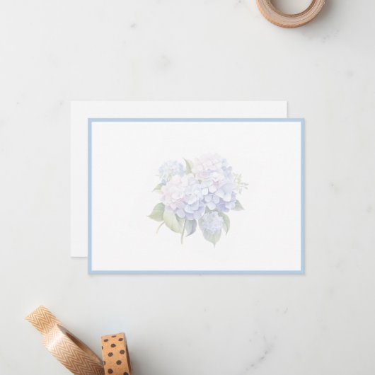 Hydrangea Flat Note Card Notitiekaartje (Voorkant / Achterkant in situ)