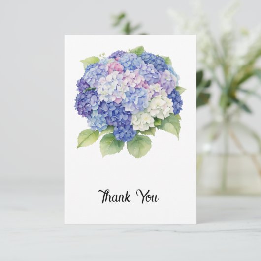 Hydrangea Flat Thank You Card Bedankkaart (Staand voorkant)