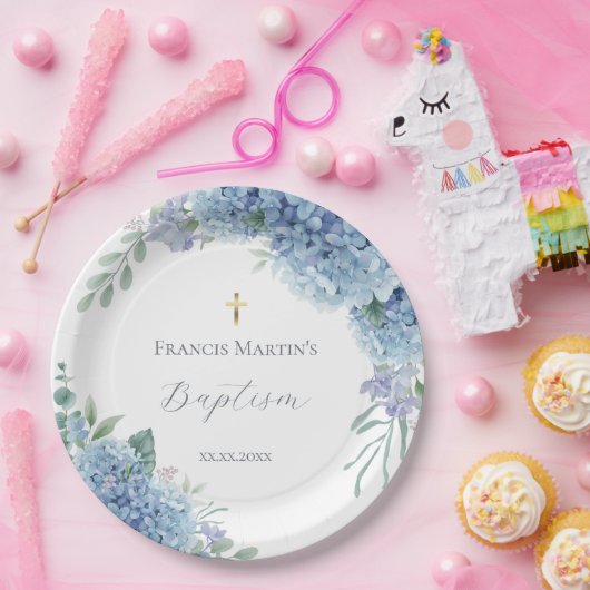 Hydrangea floral  Baptism Papieren Bordje (Feest)