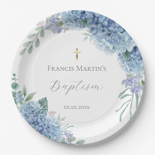Hydrangea floral  Baptism Papieren Bordje (Voorkant)