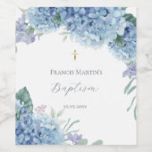 Hydrangea floral  Baptism Wijn Etiket (Enkel label)