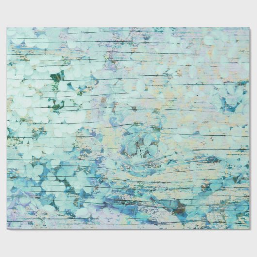 Hydrangea Floral Blauwgroen land hout Cadeaupapier (Vlak)