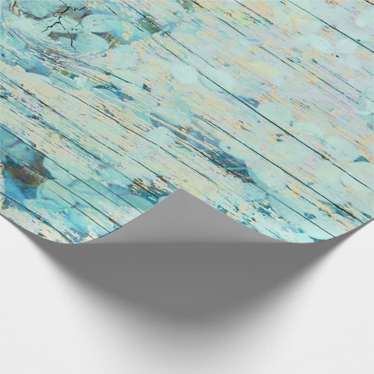 Hydrangea Floral Blauwgroen land hout Cadeaupapier (Hoek)