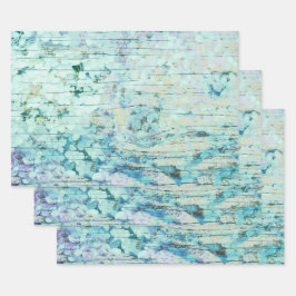 Hydrangea Floral Blauwgroen land  hout Inpakpapier Vel