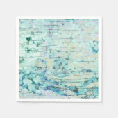 Hydrangea Floral Blauwgroen land  hout Servet (Voorkant)