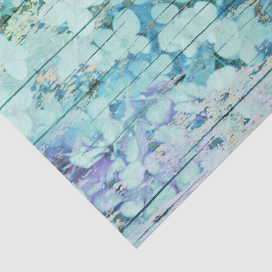 Hydrangea Floral Blauwgroen land hout Tissuepapier (Detail)