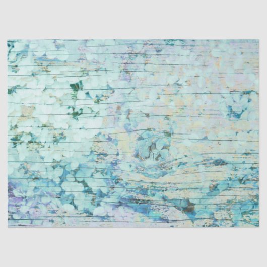 Hydrangea Floral Blauwgroen land hout Tissuepapier (Voorkant)