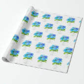 Hydrangea floral Blue Flowers Waterverf Rustic Cadeaupapier (Uitgerold)