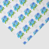 Hydrangea floral Blue Flowers Waterverf Rustic Tissuepapier (Detail)