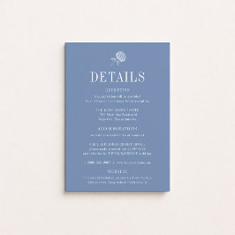 HYDRANGEA Floral Blue Wedding Details Card Kaart