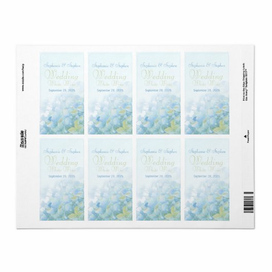 Hydrangea floral bruiloft, gepersonaliseerd etiket (Full Sheet)