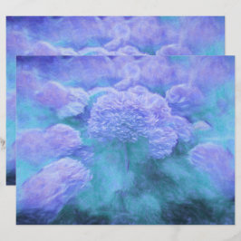 Hydrangea Floral Chic Paarse Blauwgroen Vintage
