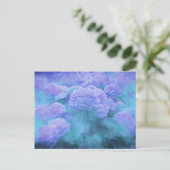Hydrangea Floral Chic Paarse Blauwgroen Vintage Briefkaart (Staand voorkant)