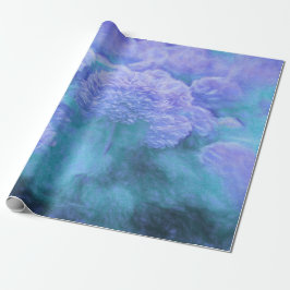 Hydrangea Floral Chic Paarse Blauwgroen Vintage Cadeaupapier