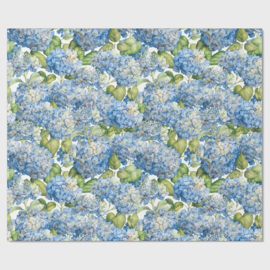 Hydrangea Floral Classic Blue Pattern Cadeaupapier (Vlak)