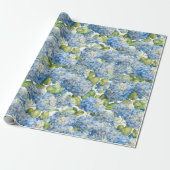 Hydrangea Floral Classic Blue Pattern Cadeaupapier (Uitgerold)